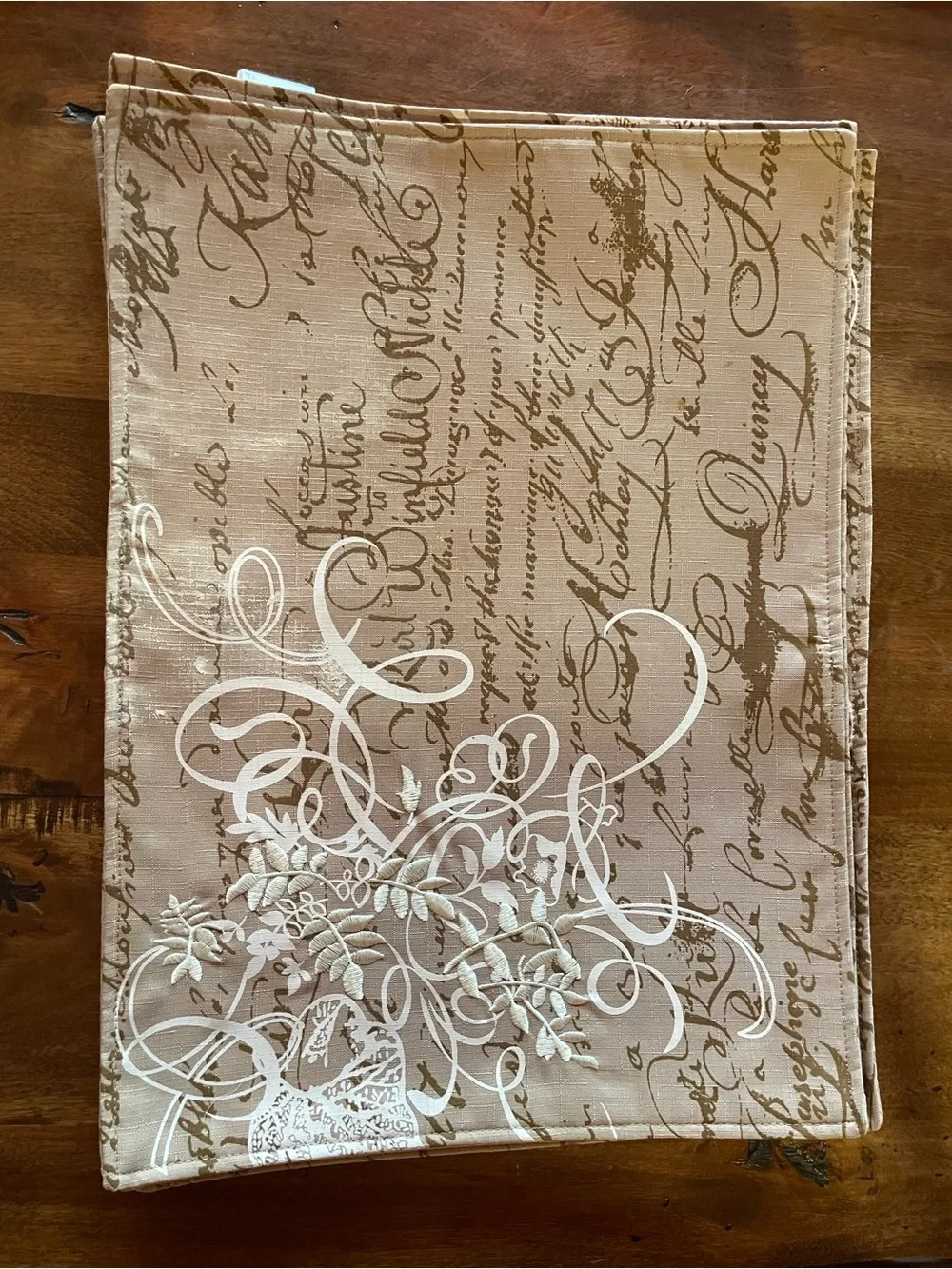 Set of 8 Beige Script Pattern Serving Placemat - Decorative Dining Accessory